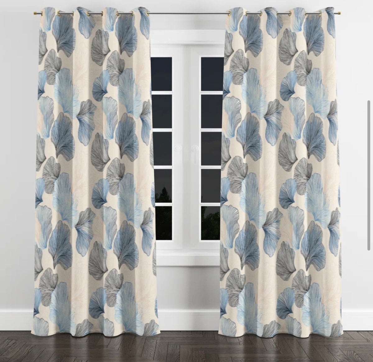 Curtain - 52" x 90" Abstract Curtains - Blue Coastal Shellfish Grommet Curtain - 2 Panels