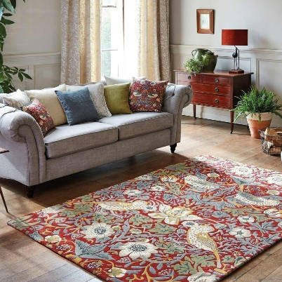 Rug - 4'6" x 6'7" 4'6" x 6'7" Cascada Floral Handmade Tufted Wool Red Area Rug