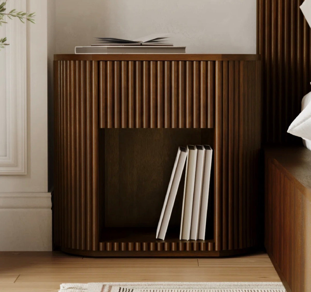 End Table/Nightstand - Ellison Fluted Solid Wood Nightstand