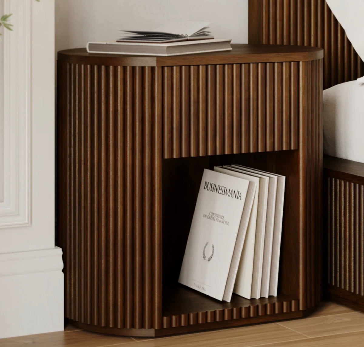 End Table/Nightstand - Ellison Fluted Solid Wood Nightstand