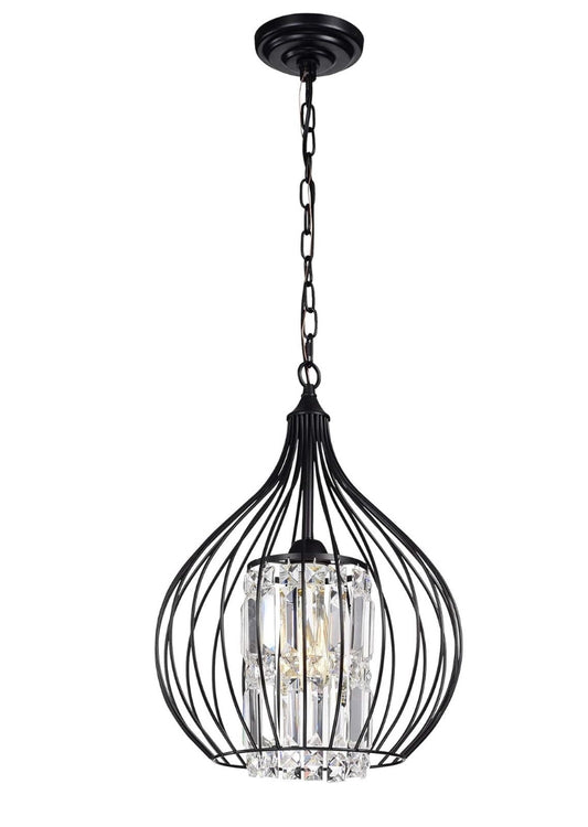 Pendant - Johanne Matte Black 1-Light Pendant with Crystal Shade - WM11.25.25