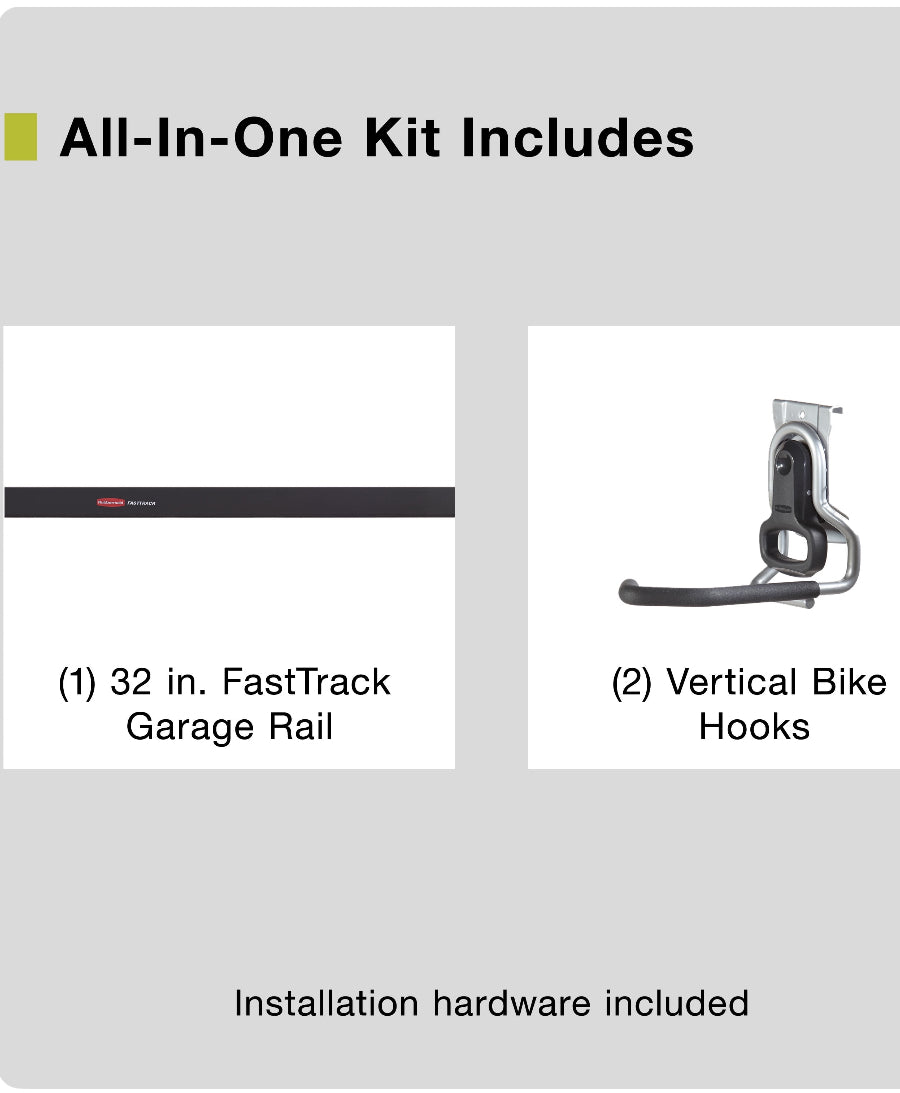 Organization - Garage - Rubbermaid Garage FastTrack Bike Kit, 3-Piece Bike Kit - WM11.25.25