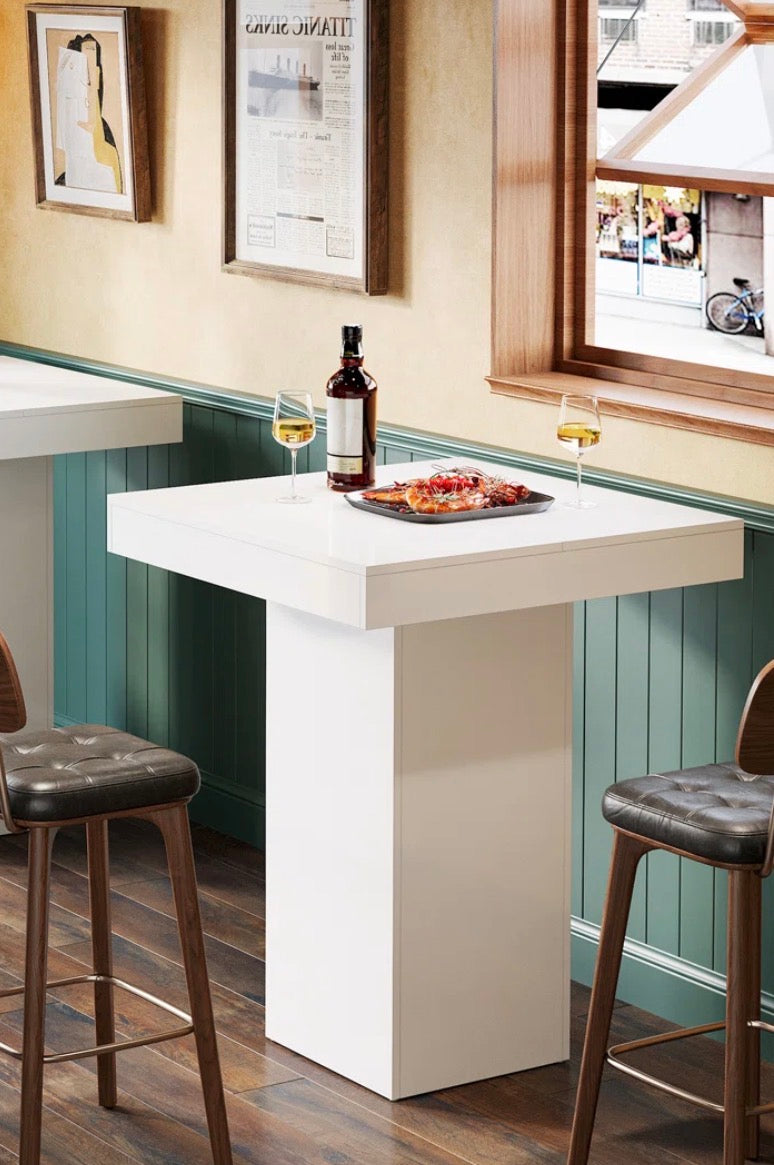 Dining Table - 39.4" Tall Square Dining Table, Modern Counter Height Bar Table Pub Cocktail Table for Dining Room, Tavern, Coffee Corner, Party