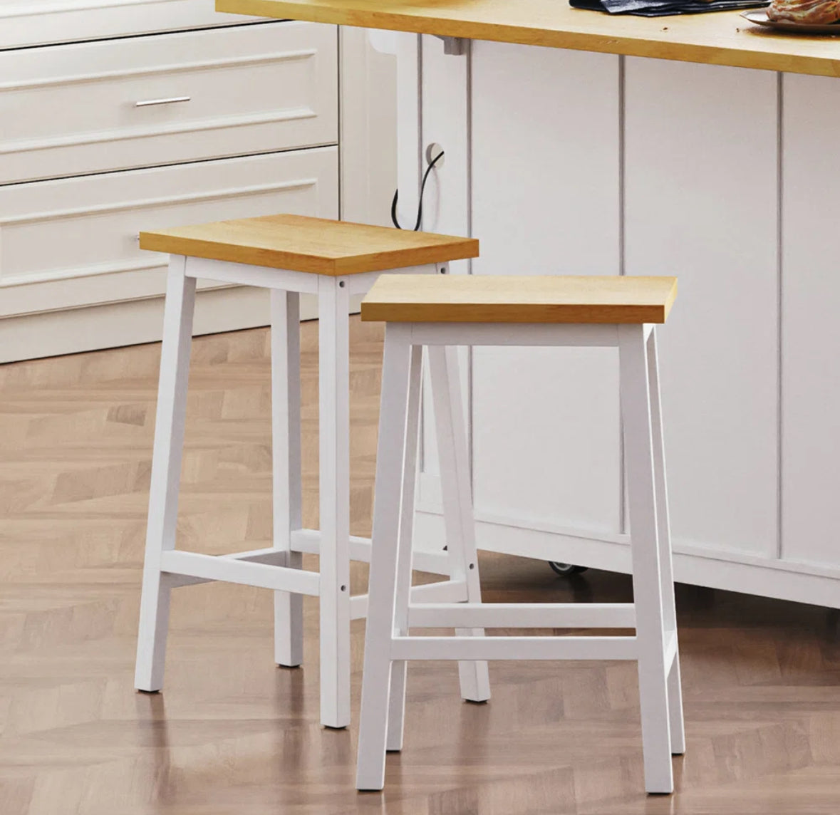 Barstool Set of 2 - 25" Solid Wood Counter Stool - BSW