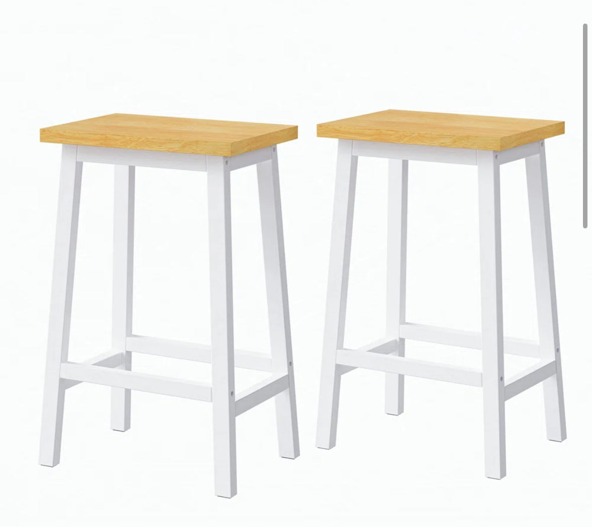 Barstool Set of 2 - 25" Solid Wood Counter Stool - BSW