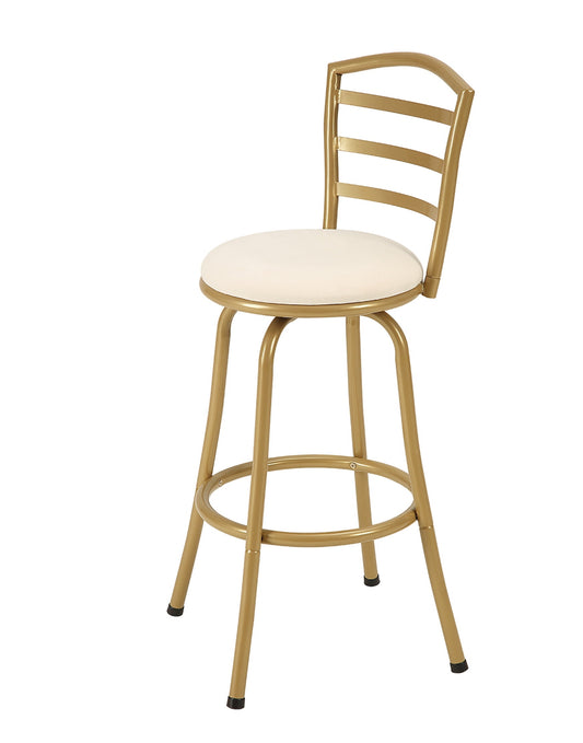 Barstool Single - 24" Swivel Gold Metal Barstool, Cream Seat - WM11.19.25