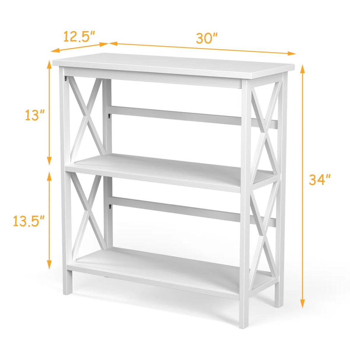 Bookcase - 3-tier Wooden Multi-functional X-design Etagere Storage Bookshelf - WF12.4.25