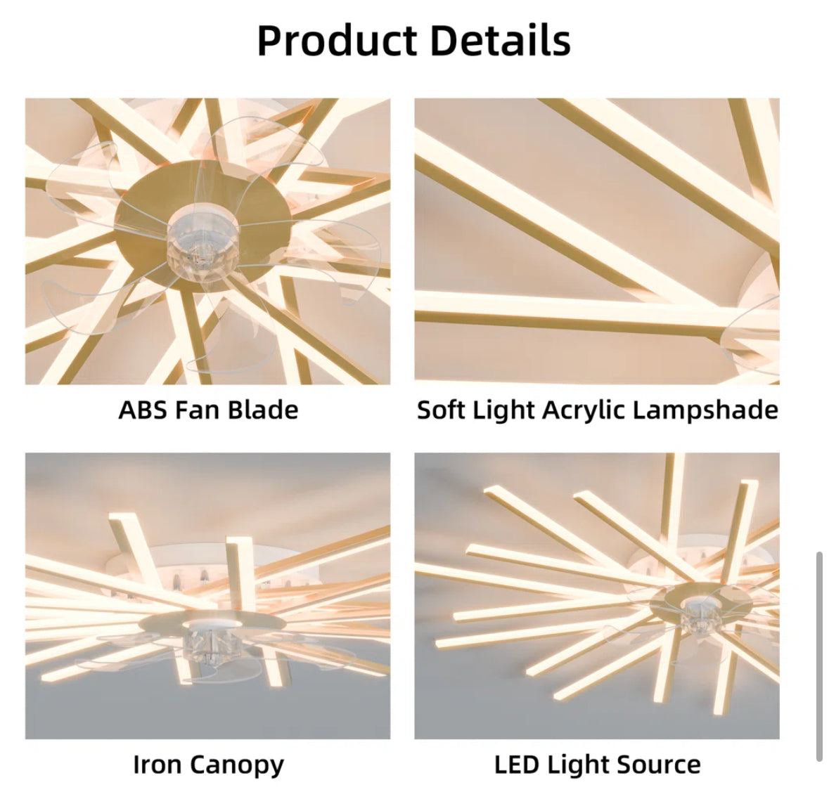 Ceiling Fan -44.9” Gold Hanke Dimmable - WF12.4.25