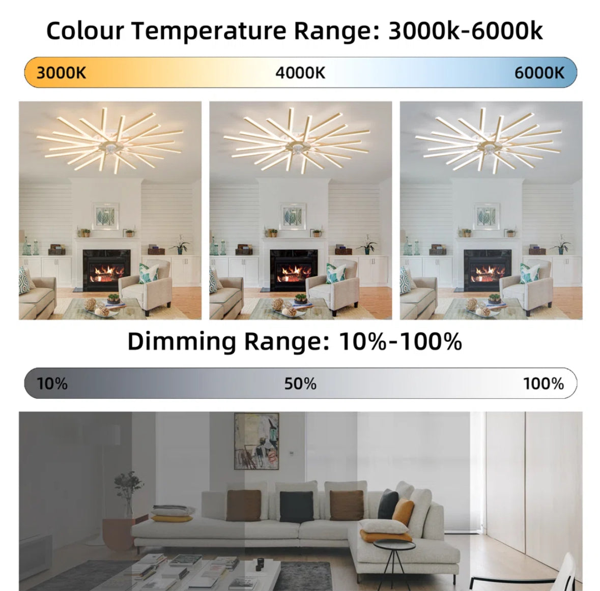 Ceiling Fan -44.9” Gold Hanke Dimmable - WF12.4.25