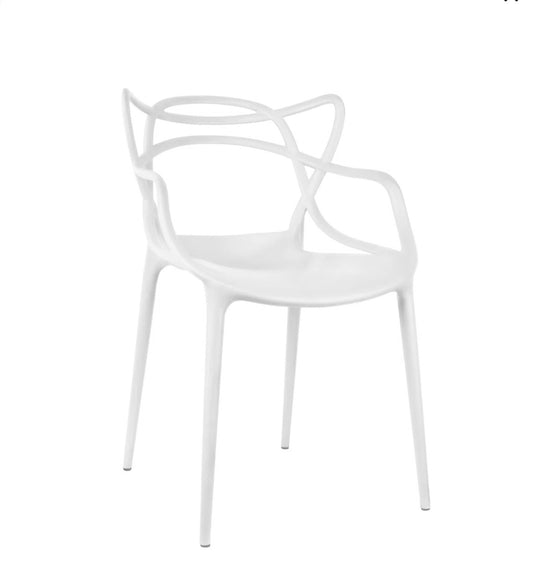 Dining Chairs - Set of 4 Scandinavian Minimalist Modern Plastic Dining Arm Chair, Stackable Indoor/Outdoor Side Chair