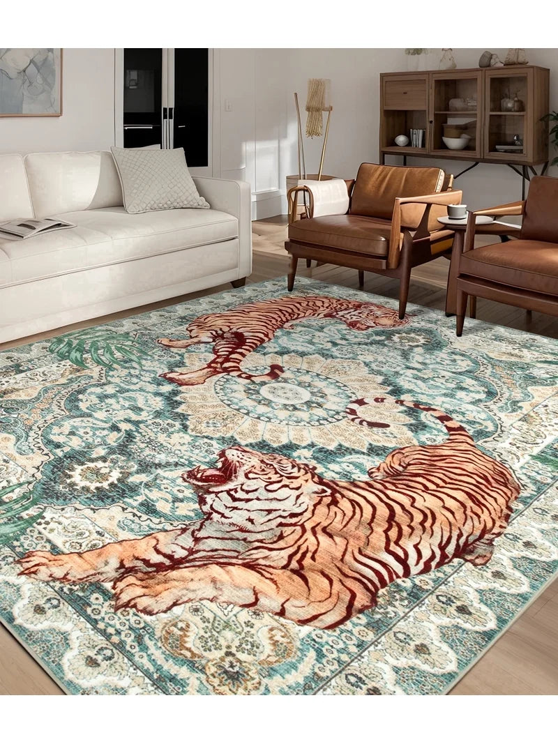 Rug - 8’ x 10’ Washable Colorful Rug Faux Wool