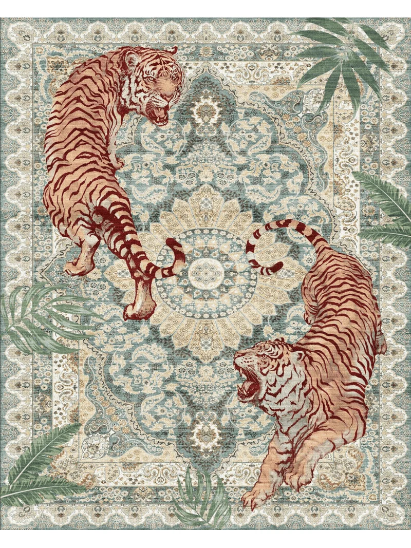 Rug - 8’ x 10’ Washable Colorful Rug Faux Wool