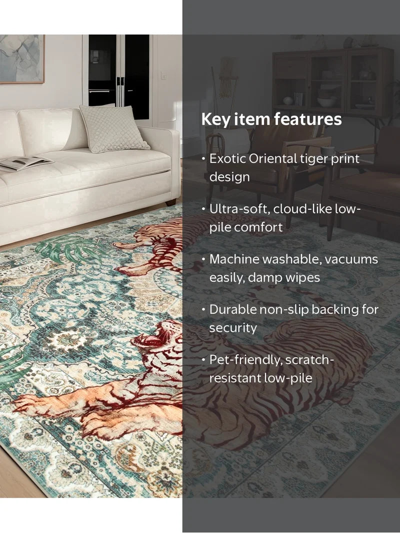 Rug - 8’ x 10’ Washable Colorful Rug Faux Wool