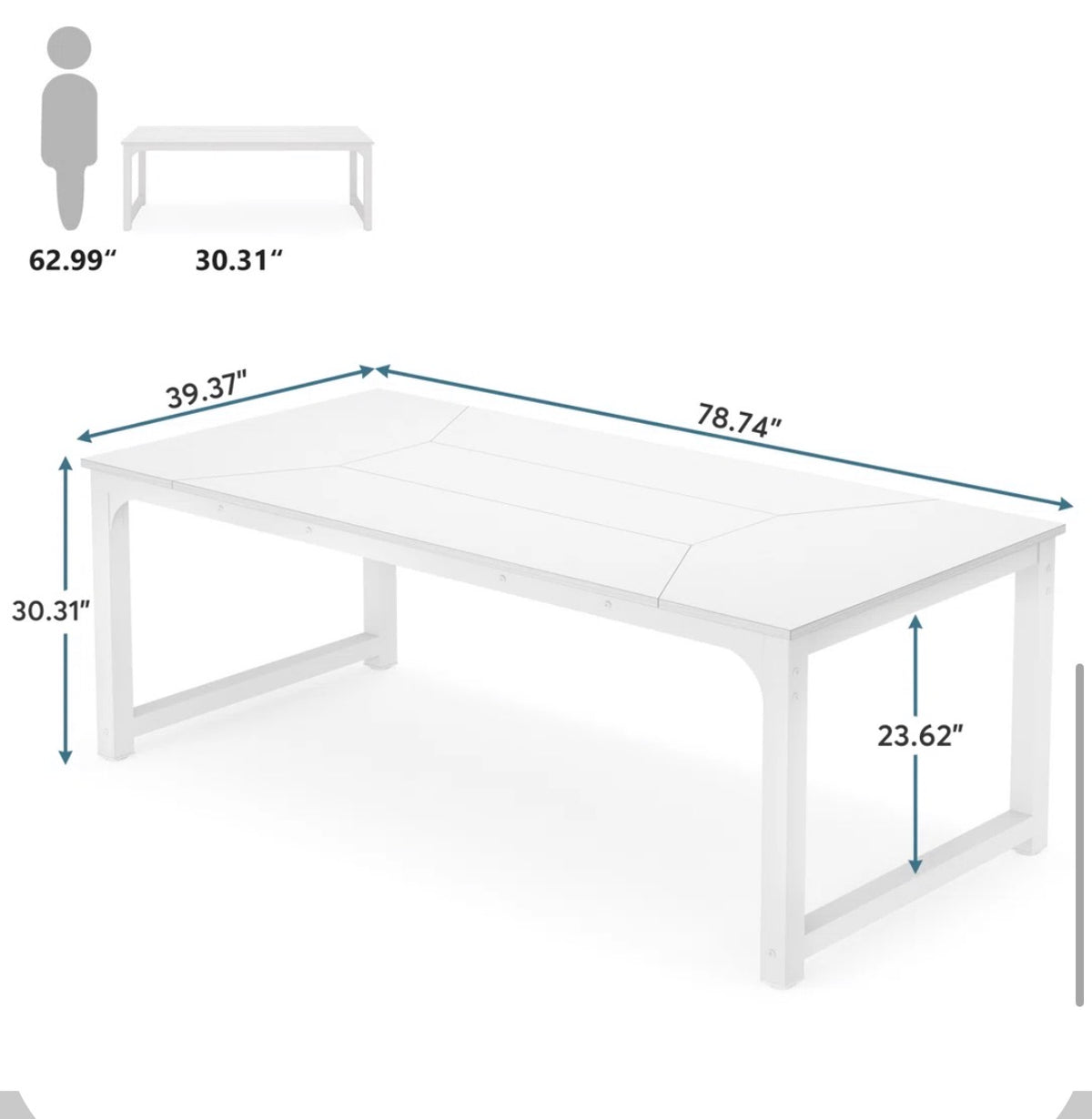 Desk - Montserat Desk 30.3" H x 78.7" W x 39.4"