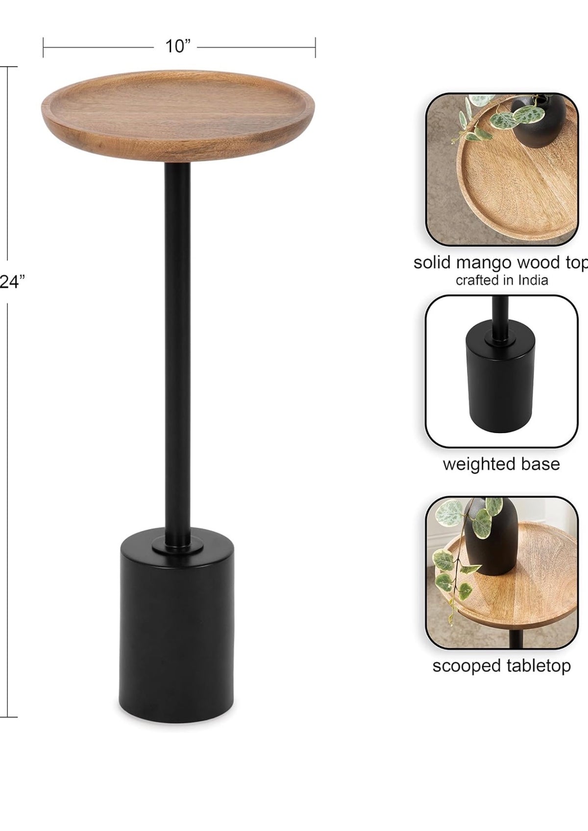 Side Table - Xyler Mango & Metal Drink Table
