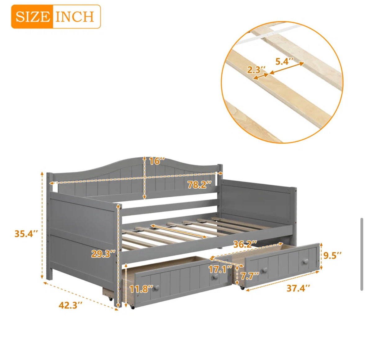 Bed - Twin Size Aprilia Daybed with 2 Drawers - WF12.4.25