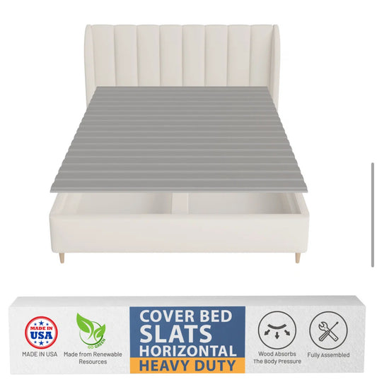 Mattress Support - Full Size Gile 0.68" Heavy Duty Horizontal Mattress Support Wooden Bunkie Board/Slats with Cover - WF12.4.25