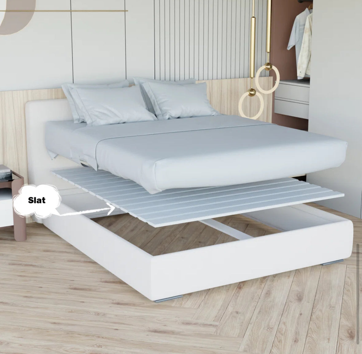 Mattress Support - Full Size Gile 0.68" Heavy Duty Horizontal Mattress Support Wooden Bunkie Board/Slats with Cover - WF12.4.25