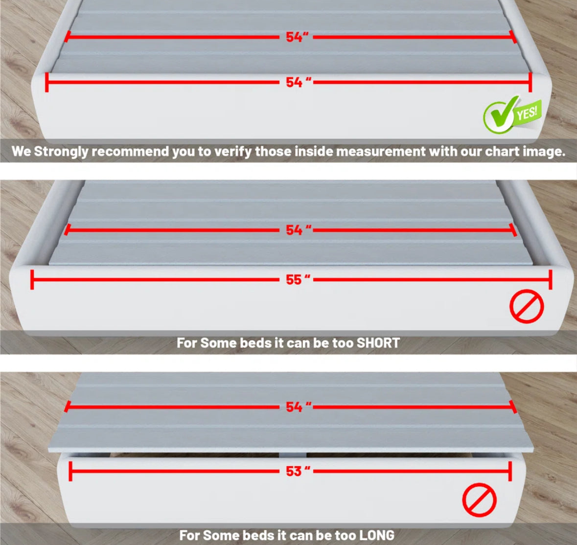 Mattress Support - Full Size Gile 0.68" Heavy Duty Horizontal Mattress Support Wooden Bunkie Board/Slats with Cover - WF12.4.25