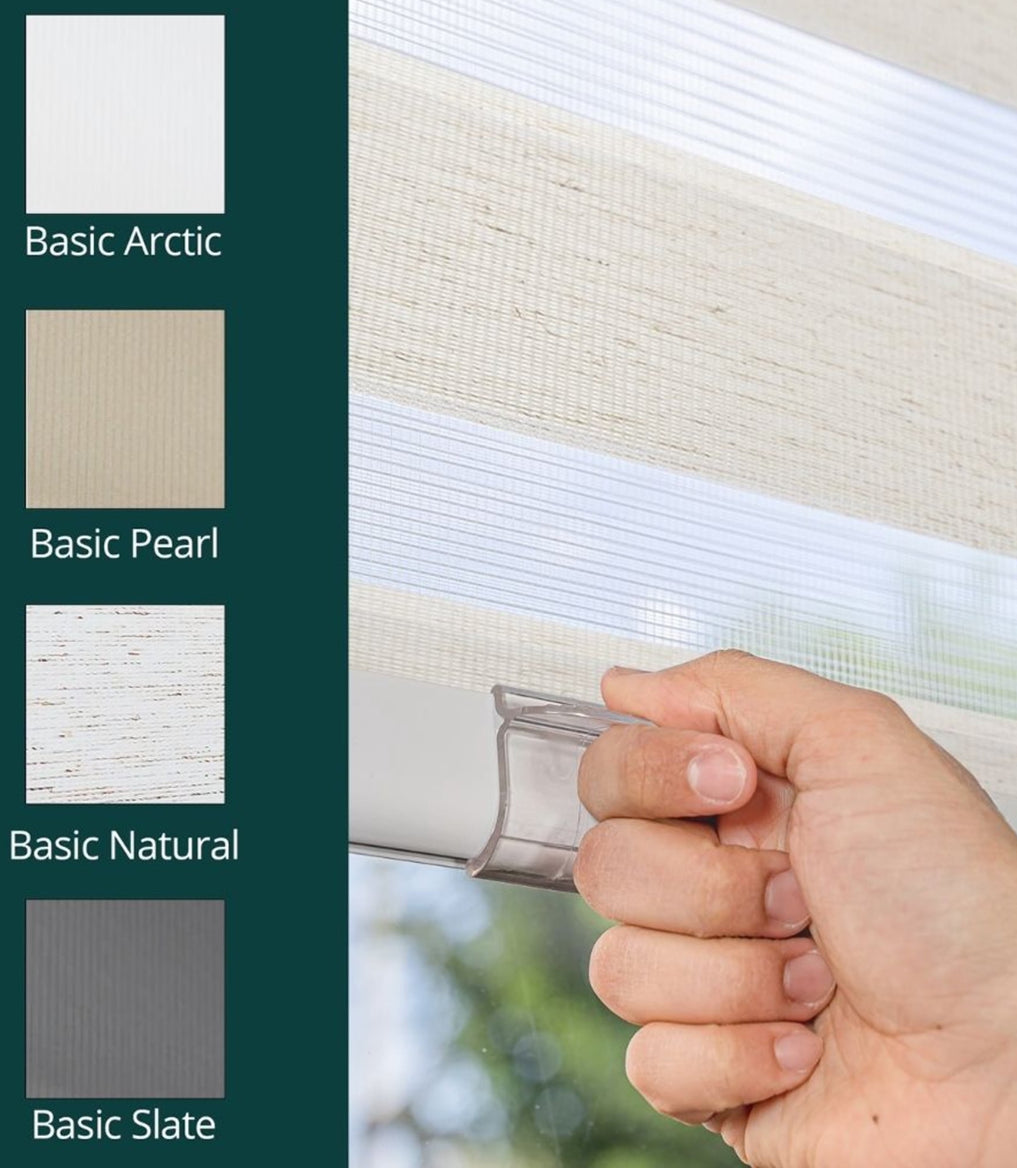 Blind - 34" W X 72" L CHICOLOGY Zebra Roller Shade, Window Zebra Blind, Light Filtering, Basic Natural - WF12.4.25