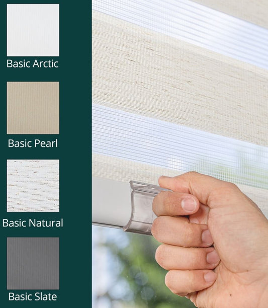 Blind - 34" W X 72" L CHICOLOGY Zebra Roller Shade, Window Zebra Blind, Light Filtering, Basic Natural - WF12.4.25