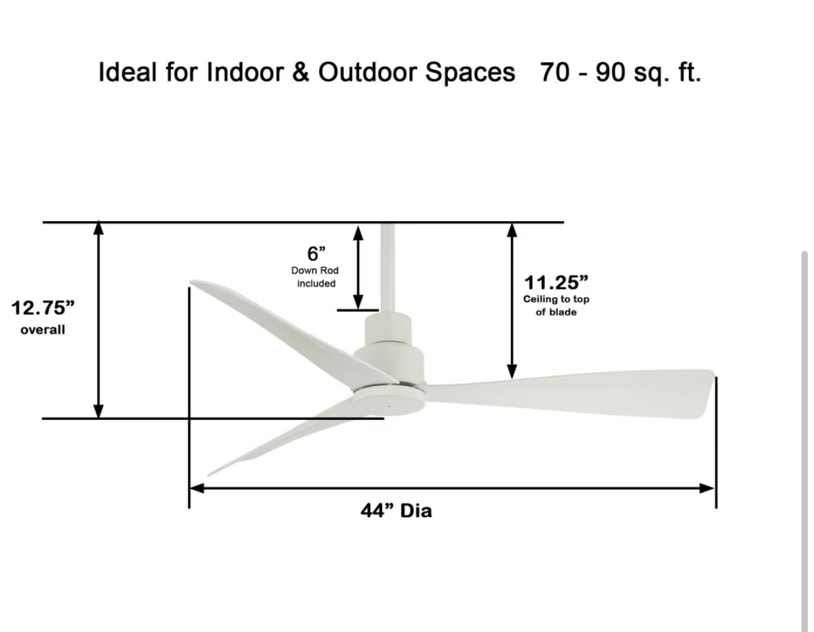 Ceiling Fan - Minka Aire 44" Simple 3 - Blade Outdoor Propeller with Remote - WF11.7.25