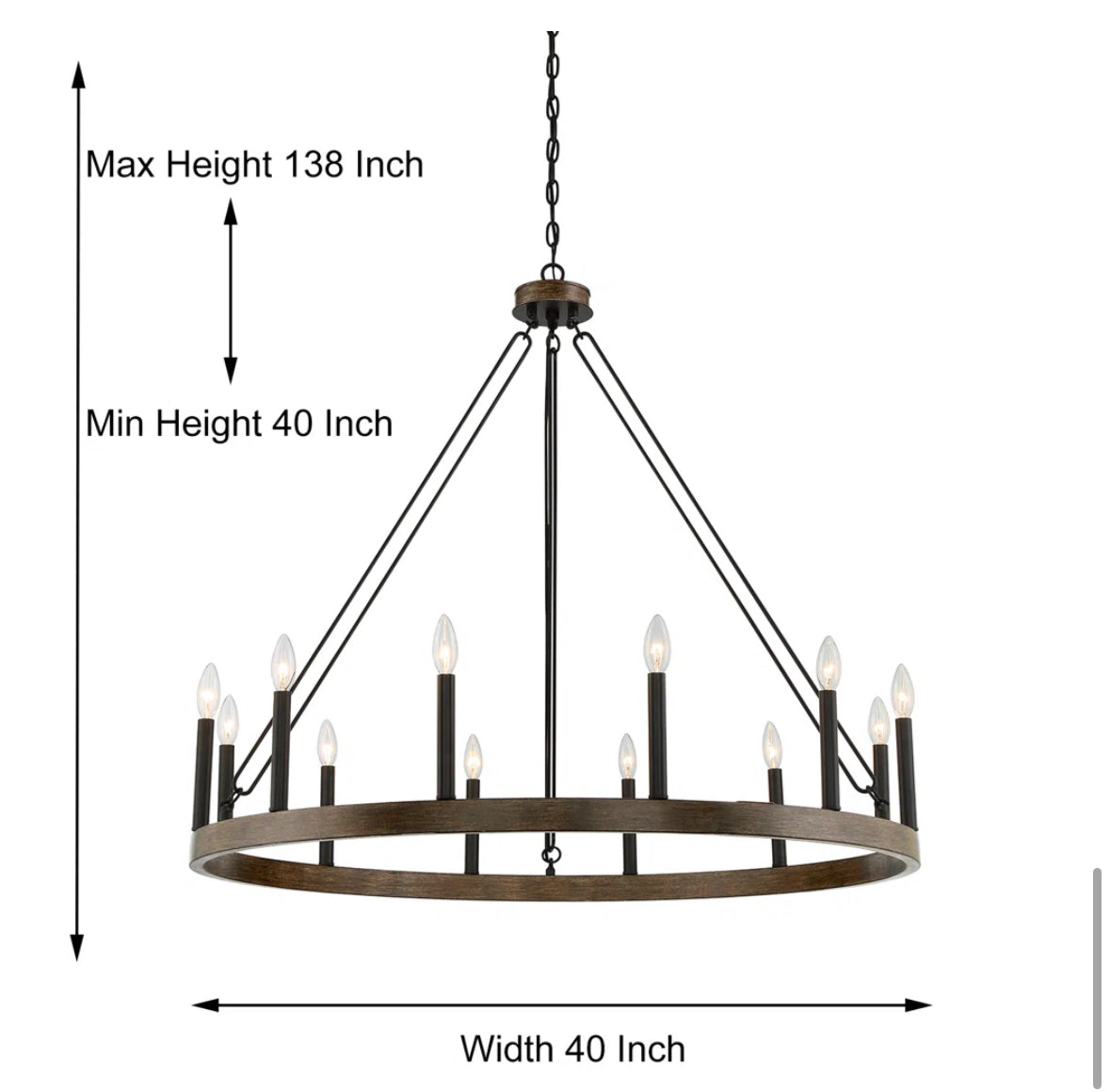 Chandelier - Debbra 12 Light Candle Style Wagon Wheel - WF11.7.25