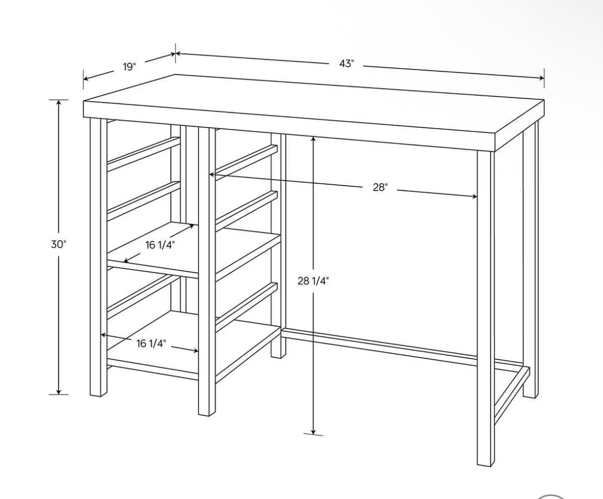 Desk - Dark Wood Finish Adjustable shelf Storage Desk - TG9.3.25