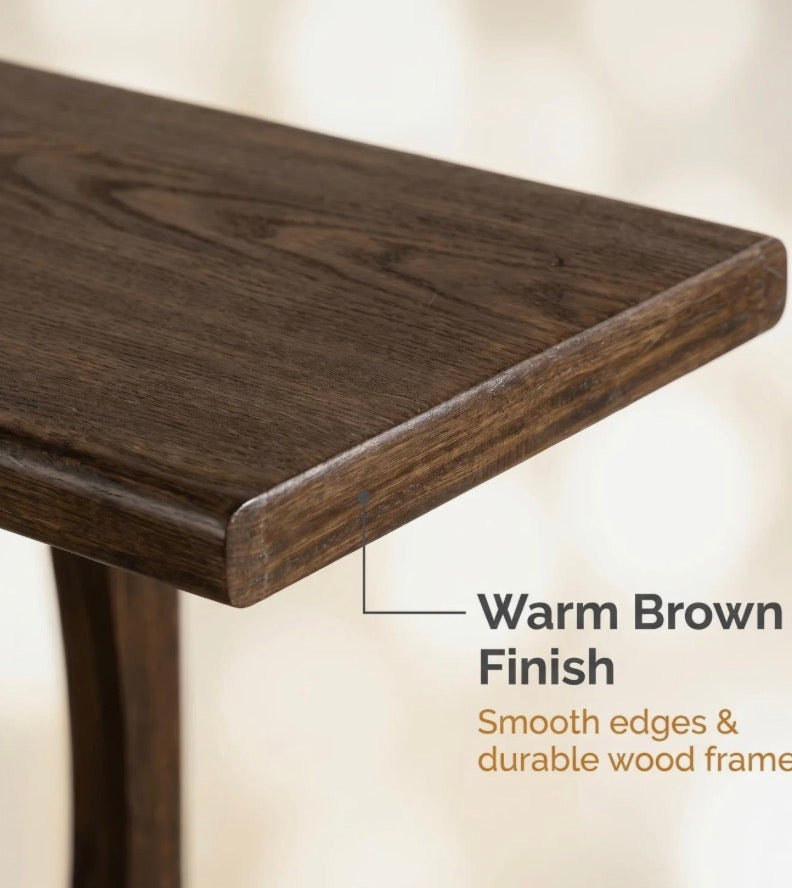 End Table - Solid Wood C-Shaped Table
