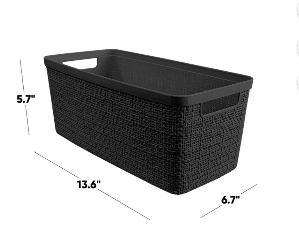 Organization - Curver Jute Basket Slim Durable Resin Organization and Storage Basket Bin, Black - WM11.25.25