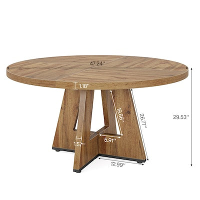 Dining Table - Tribesigns Brown Round Contemporary/Modern Wood Dining Table