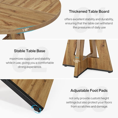 Dining Table - Tribesigns Brown Round Contemporary/Modern Wood Dining Table