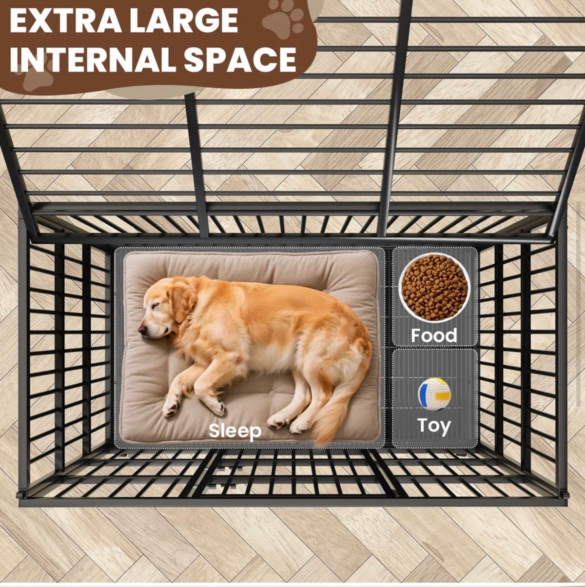 Dog Crate -  48 Inch Heavy Duty Dog Crates For Large Dogs, Large Dog Crate, Escape proof Dog Cage with Wheels, Dog Crates Indoor Outside