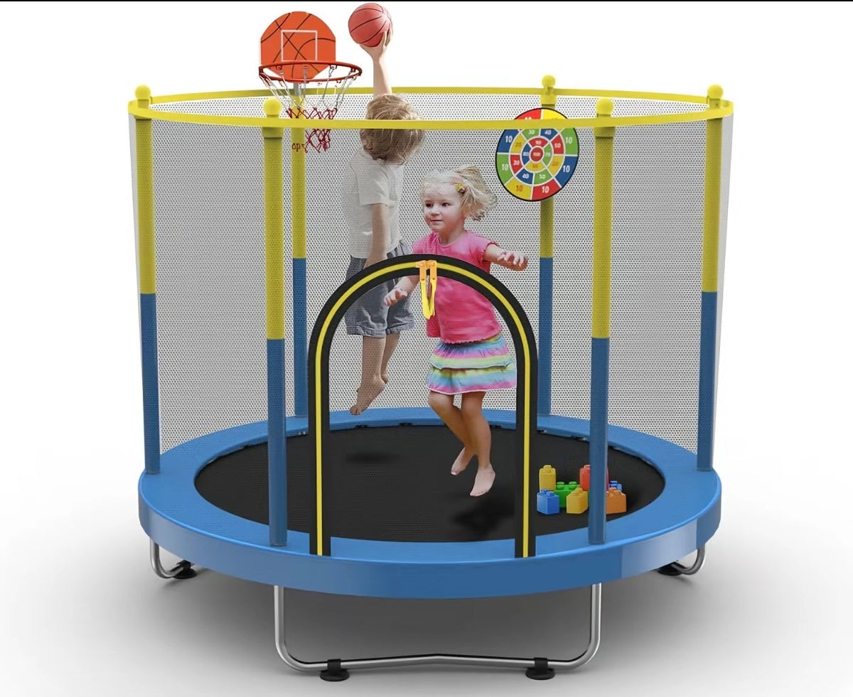 Trampoline - 6 FT Indoor Trampoline for Kids Ages 1-8,Indoor and Outdoor Children's Trampoline with Safety Enclosure Net
