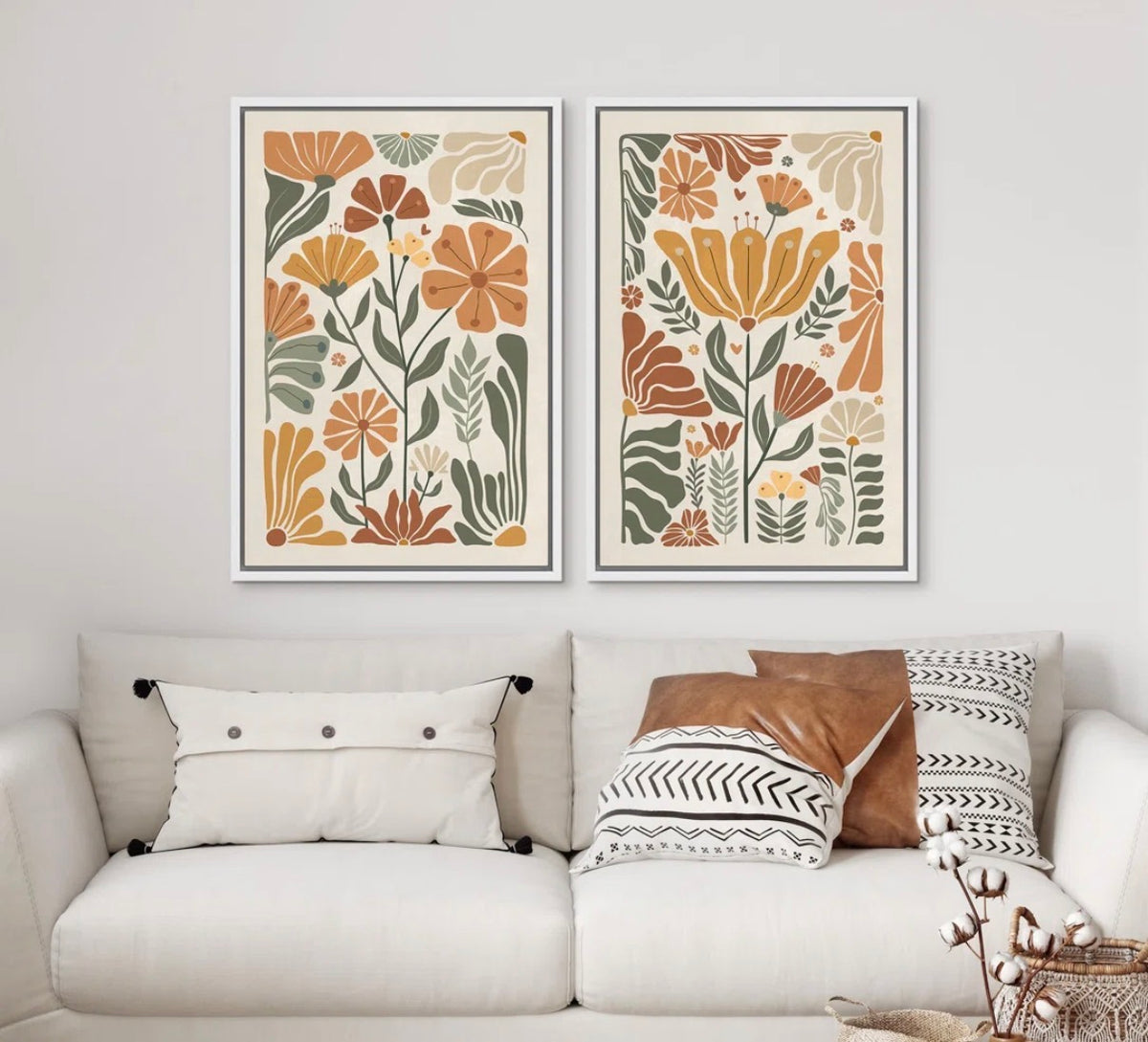 Framed Print Set of 2 - 16” W x 24” H (each) “Plant Abstraction”