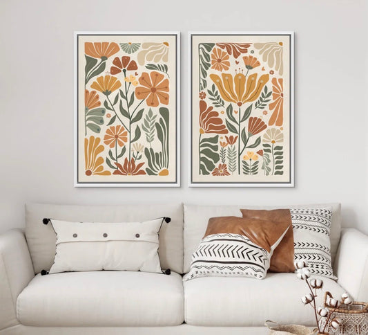 Framed Print Set of 2 - 16” W x 24” H (each) “Plant Abstraction”
