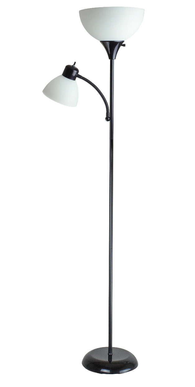 Floor Lamp - Kamer 71" Blakc Torchiere Floor Lamp with Outlet - WF12.4.25