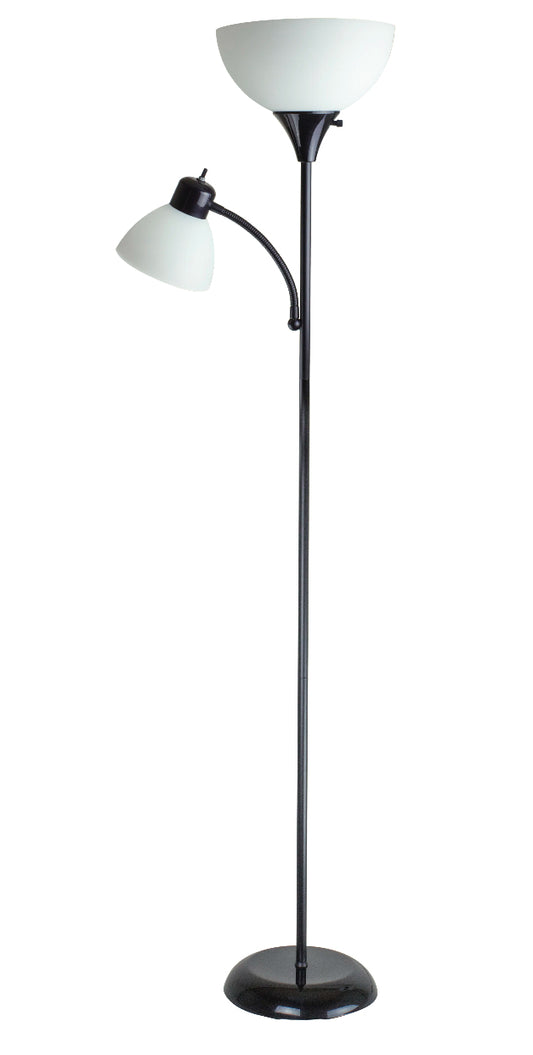 Floor Lamp - Kamer 71" Blakc Torchiere Floor Lamp with Outlet - WF12.4.25