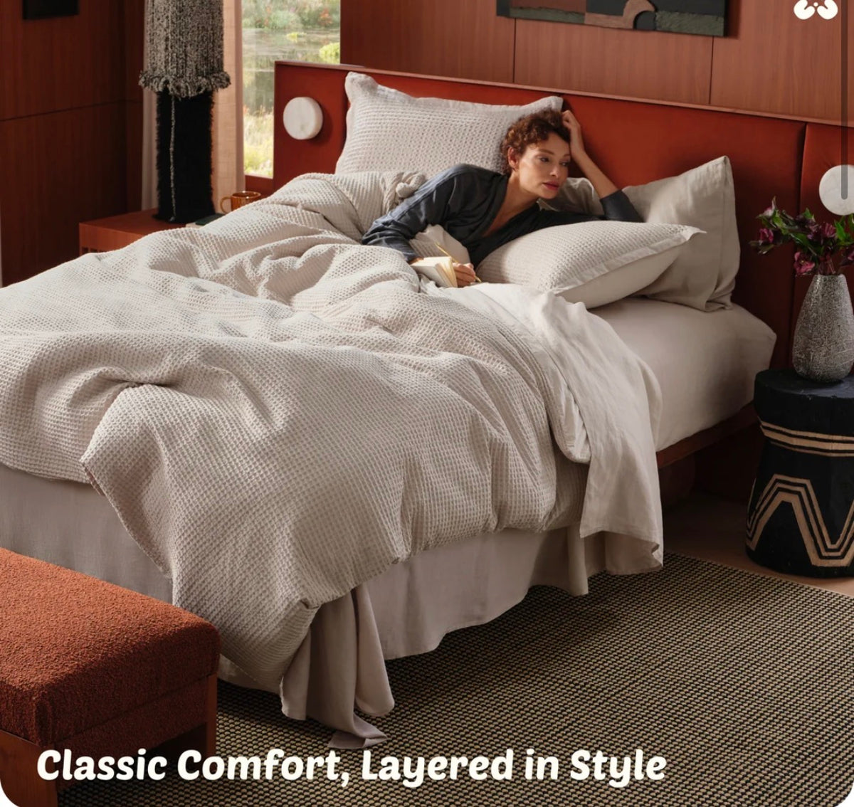 Bedding - Queen Size Bedsure Waffle Pattern Duvet with 2 Shams