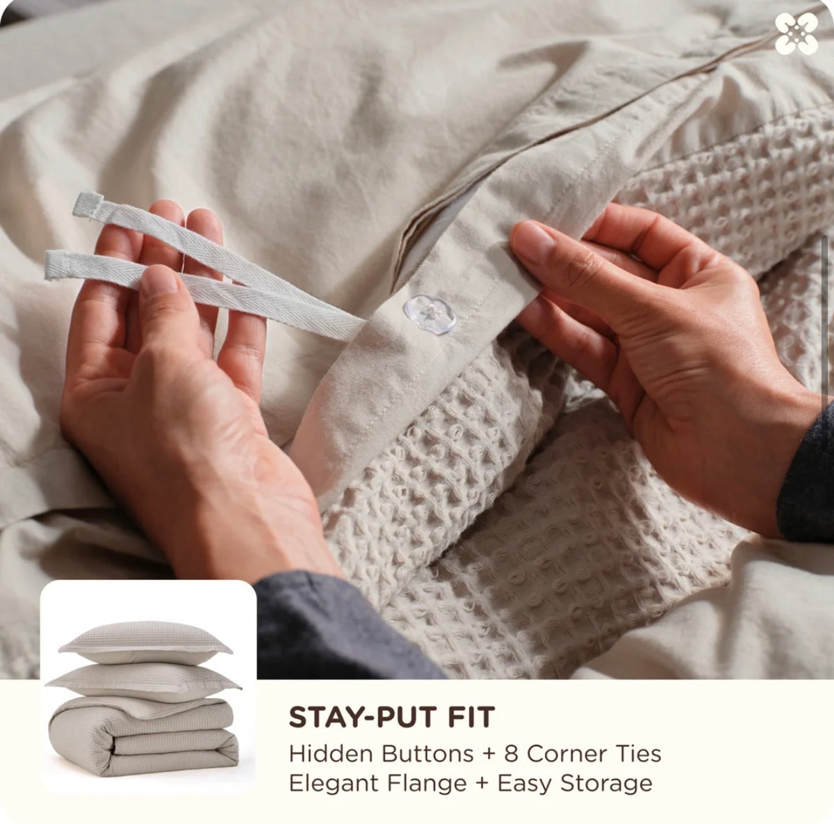 Bedding - Queen Size Bedsure Waffle Pattern Duvet with 2 Shams