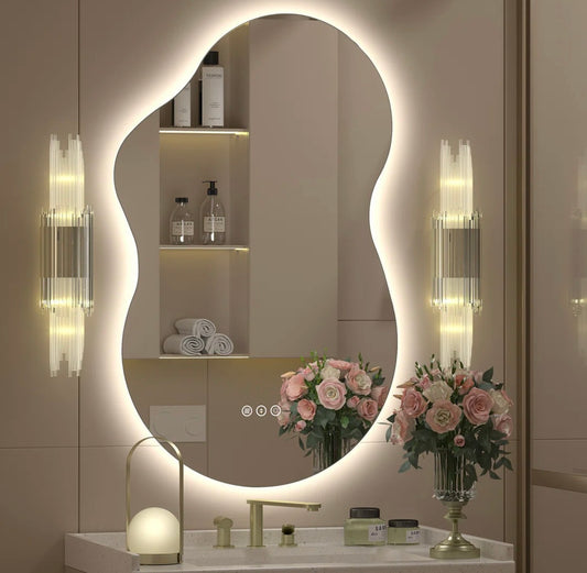 Mirror -  32" x 20" Wayfair Basics UL Certified LED Anti-Fog Tempered Glass Irregular Bathroom/Vanity Mirror