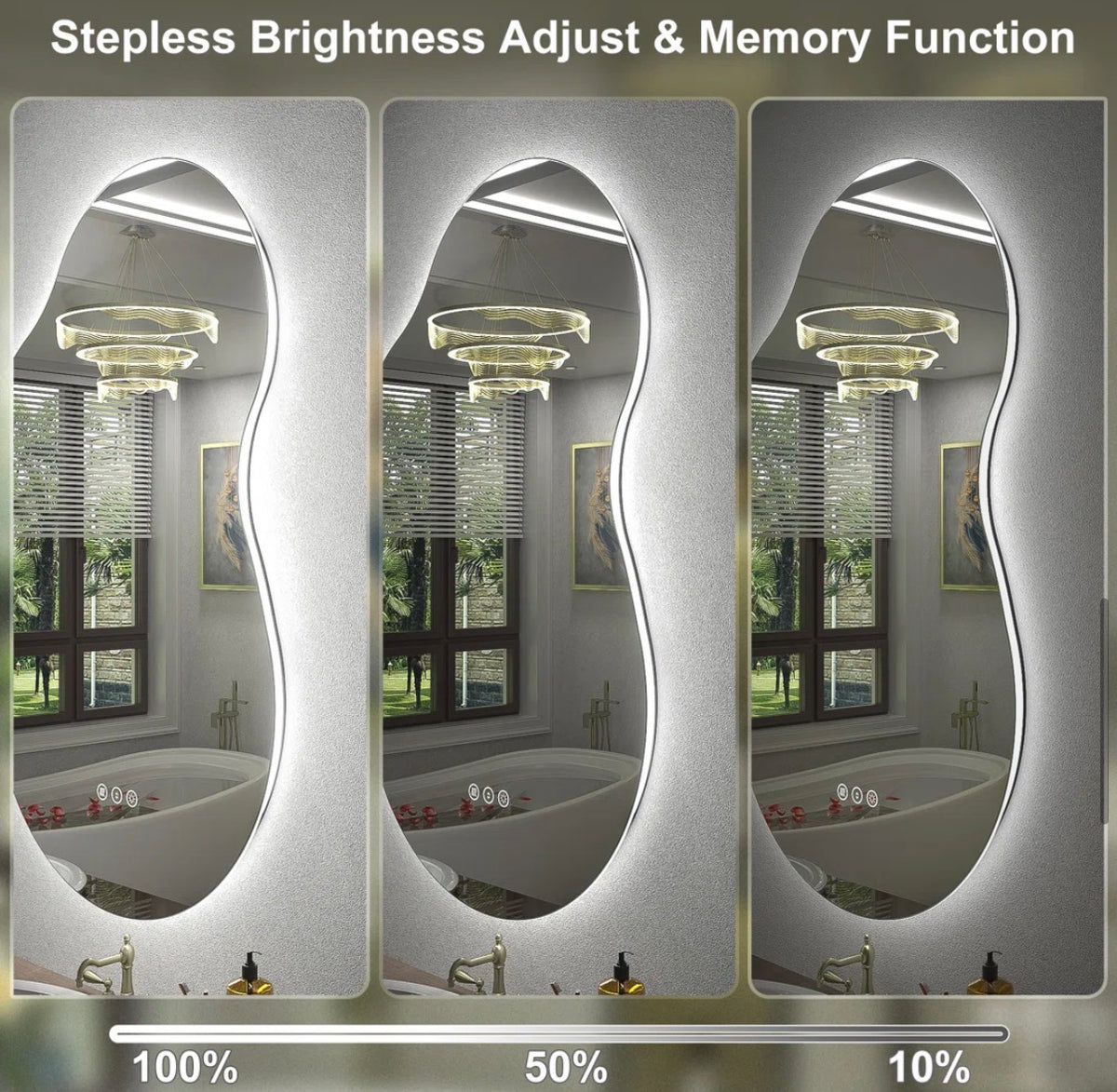 Mirror -  32" x 20" Wayfair Basics UL Certified LED Anti-Fog Tempered Glass Irregular Bathroom/Vanity Mirror