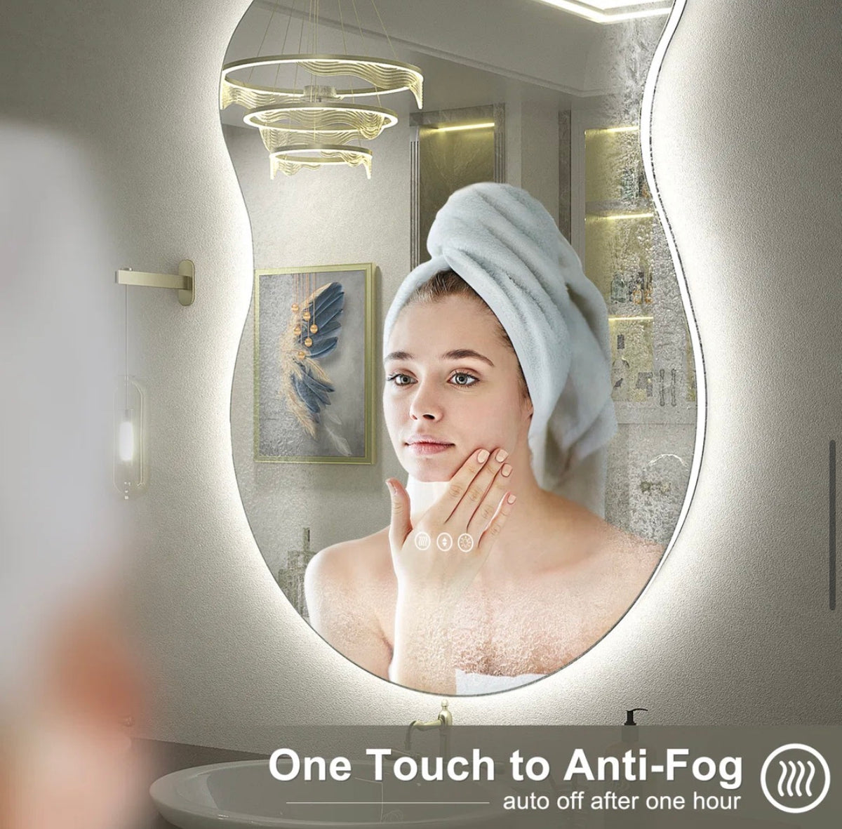 Mirror -  32" x 20" Wayfair Basics UL Certified LED Anti-Fog Tempered Glass Irregular Bathroom/Vanity Mirror