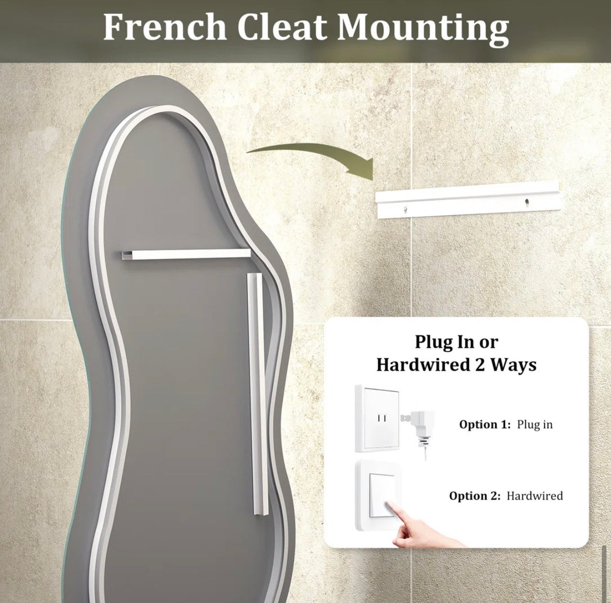 Mirror -  32" x 20" Wayfair Basics UL Certified LED Anti-Fog Tempered Glass Irregular Bathroom/Vanity Mirror