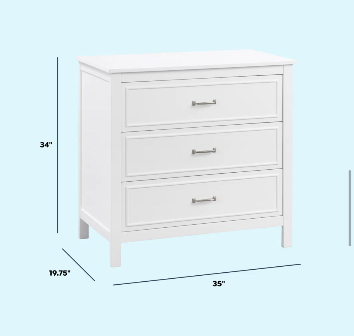 Dresser - Charlie 3 Drawer White - WF12.4.25