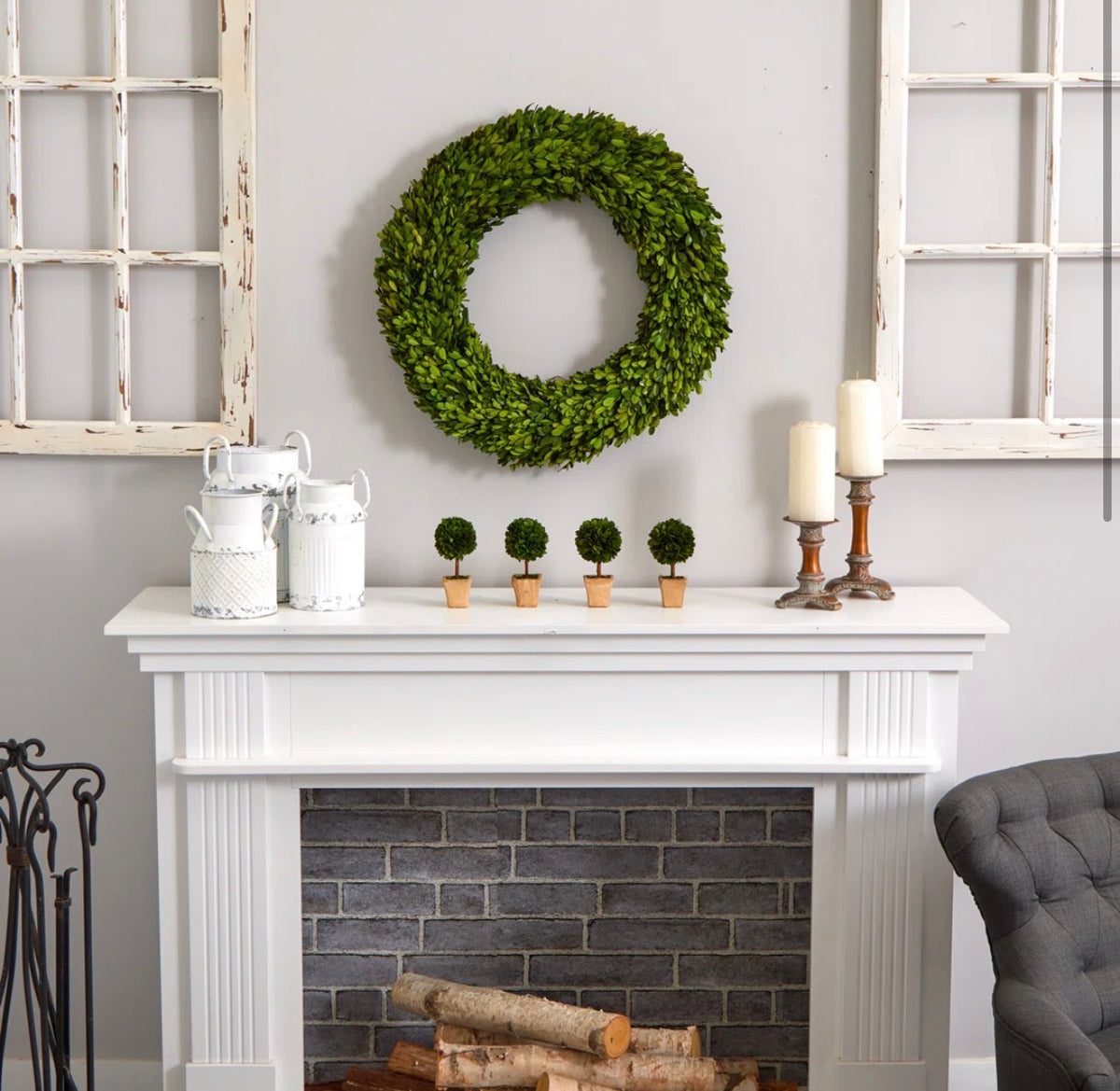 Wreath - 24" Preserved Boxwood Real Greenery Wreath