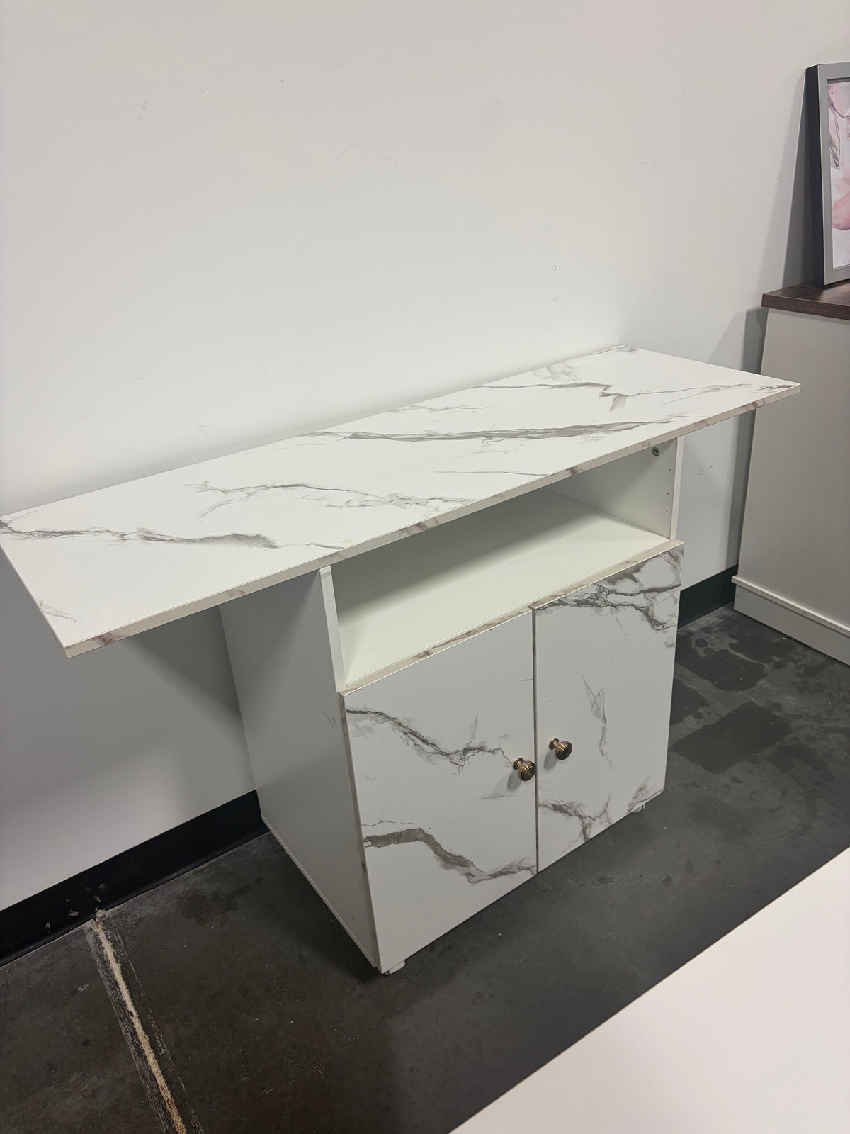 Kitchen Cart - Faux Marble Kitchen Cart with Storage