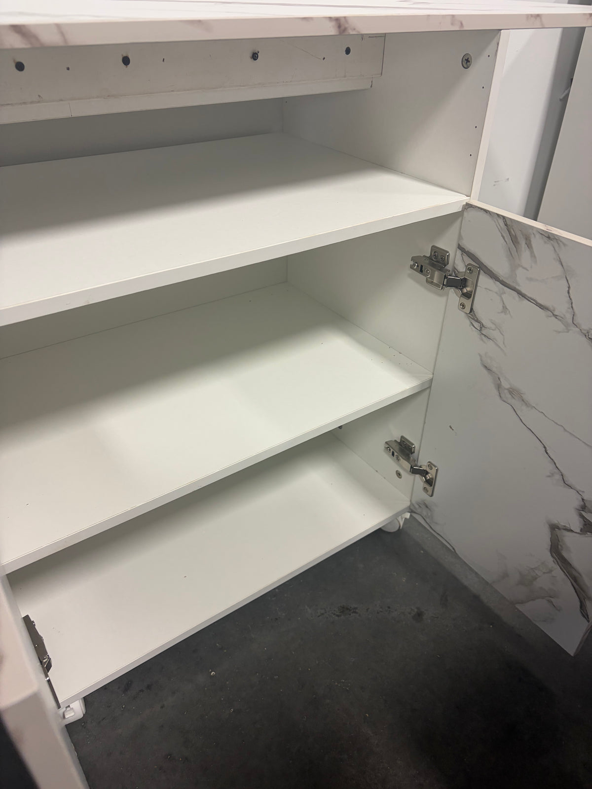 Kitchen Cart - Faux Marble Kitchen Cart with Storage