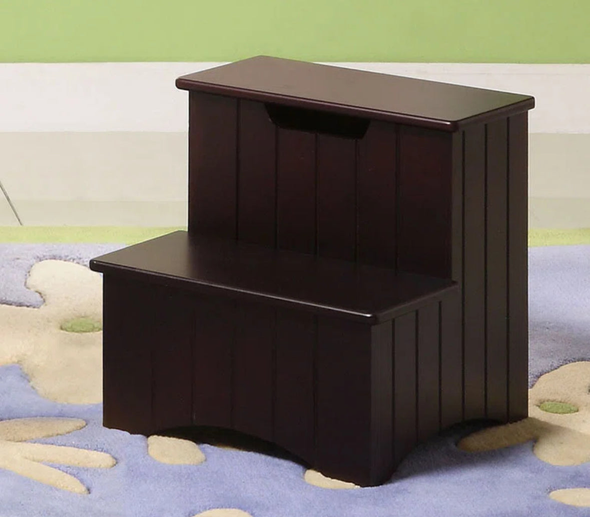 Step Stool - Alkalurops 2 Step Wooden Bedroom Step Stool with Hidden Storage - WF12.4.25