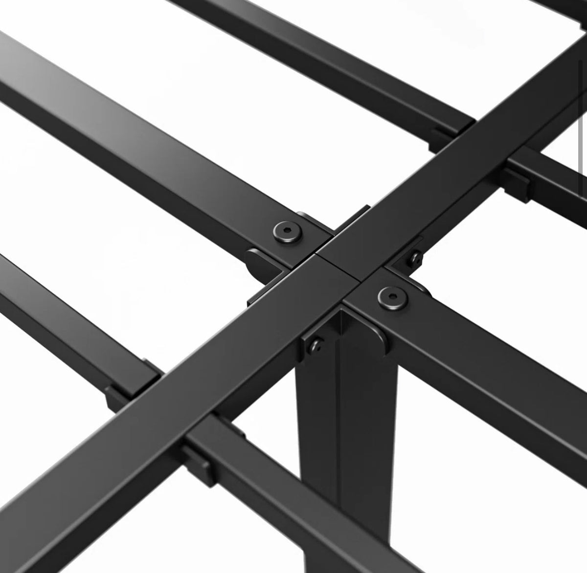 Bed  - King Size Amylia 18-Inch Heavy Duty Noiseless Non-Swaying Metal Iron Platform Bed Frame with 44? Headboard and Footboard, Black Iron